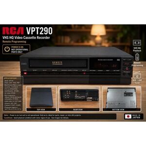 RCA VPT290 VHS HQ Video Cassette Recorder Remote Programming Japan Parts Repair